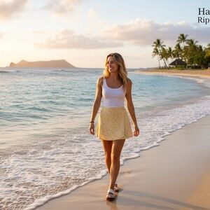 NWT Hawaii RipSkirt Ditsy Daisy Yellow Sz. XL